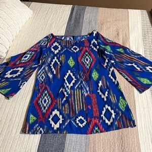 Colorful Western Women's Mini Dress with bell sleeves